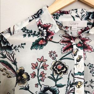 LOFT Floral Sheer Button Down